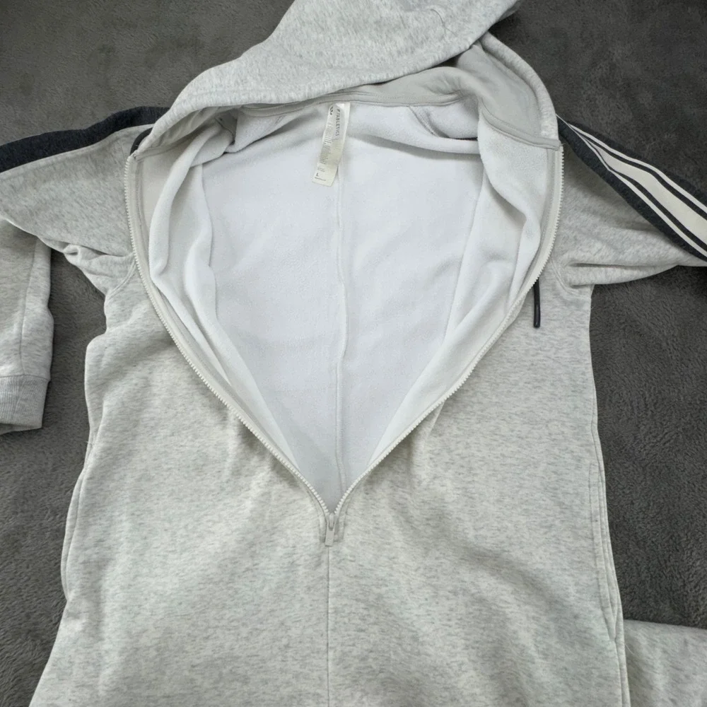 Fabletics Light Grey Heathered Full Zip Hoodie Sweatshirt Jogger Pants Womens L - Picture 10 of 16